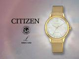 Citizen Eco-Drive EM0812-89D Mother of Pear Stainless Steel Gold Women's Watch